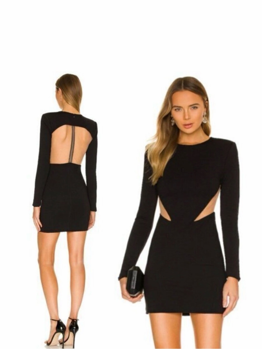 NBD Black Long-Sleeve Cutout Mini Dress